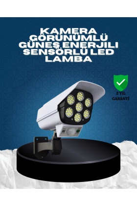Güneş Enerjili Kamera Görünümlü Hareket Sensörlü LED Duvar Lambası Uzaktan Kumandalı