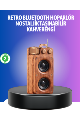 Vintage Tasarımlı Bluetooth Hoparlör Uzun Pil Ömürlü ve FM Destekli