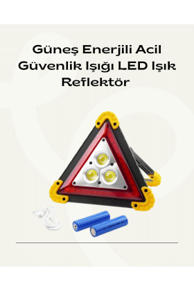Solar Şarjlı Üçgen LED Park ve İkaz Lambası
