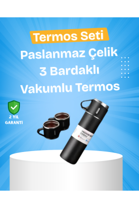 Paslanmaz Çelik Termos Seti | 500 ml Kapasite 6-12 Saat Isı Koruma Hediye Kutulu
