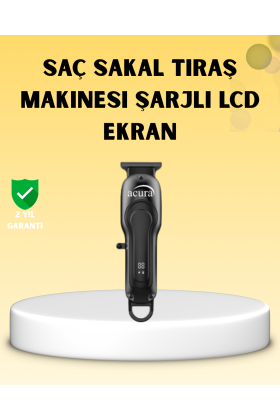 Profesyonel Tıraş Makinesi LCD Ekranlı Turbo Mod ve Güçlü Motor