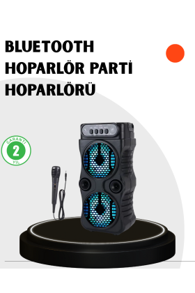 Bluetooth Bağlantılı Taşınabilir Hoparlör – LED Işıklı FM Radyolu Mikrofon Girişli