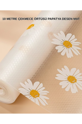 10 Metre Papatya Desenli Dolap İçi Kaymaz Koruyucu Mat