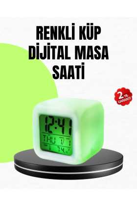 Gece Lambası Fonksiyonlu Renk Değiştiren LED Küp Dijital Saat
