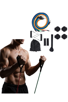 Direnç Seviyeli Pilates ve Fitness Egzersiz Bandı Seti Kapı Askılı