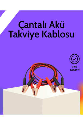 Akü Takviye Kablosu 1200A İzoleli Büyük Maşalı 2m Dayanıklı