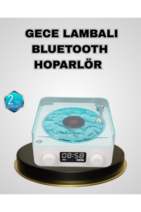 Bluetooth Hoparlörlü Gece Lambası Dijital Saat Ekranlı Su Dalgası Efektli Dekoratif