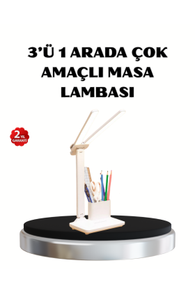 Kalemlik ve Telefon Standlı Masa Lambası – Kısılabilir LED Işık Göz Dostu Tasarım