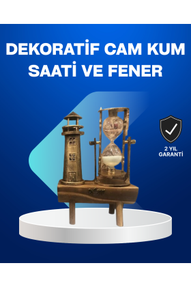 Deniz Feneri Tasarımlı Ahşap Kum Saati – Retro Masa Aksesuarı
