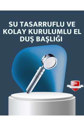Yüksek Basınçlı 3 Fonksiyonlu Duş Başlığı
