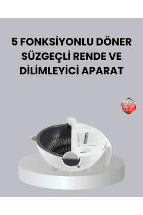 Döner Mekanizmalı 5’i 1 Arada Süzgeçli Rende Sebze Meyve Doğrama Cihazı