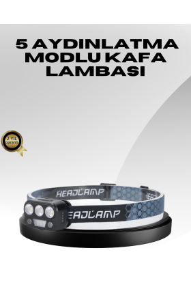 USB Şarjlı LED Kafa Lambası 300 Lümen Güç Göstergeli