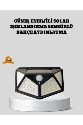 Güneş Enerjili Aydınlatma 100 LED Sensörlü Solar Dış Mekan Lamba