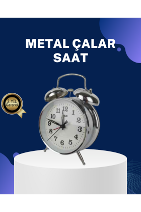 Alarmlı Dekoratif Yuvarlak Masa Saati Gümüş Renk Sessiz ve Işıklı