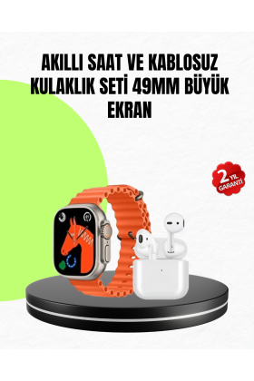 Watch 9 Max Akıllı Saat Seti 2 Kordonlu Kablosuz Kulaklık Hediyeli