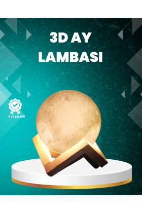 16 Renkli 3D Ay Gece Lambası RGB Modlu Şarjlı Uzaktan Kumandalı