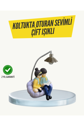 Okuyan Çift Figürlü Dekoratif Gece Lambası Hediye Seçeneği
