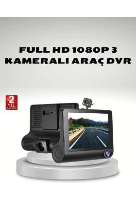 Araç Kamerası 3’lü Full HD DVR 1080P Gece Görüşlü ve G-Sensörlü