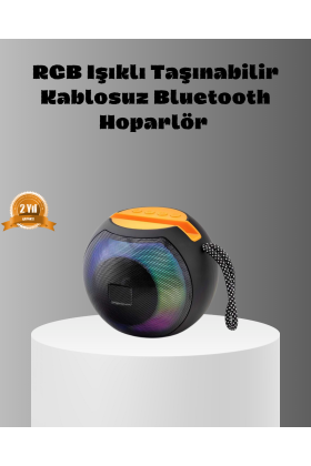Taşınabilir Bluetooth Hoparlör – RGB Işıklı Güçlü Bas ve 8 Saat Pil Ömrü
