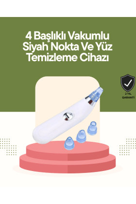 USB Destekli 4 Başlıklı Siyah Nokta Vakum Cihazı – Gözenek Temizleyici ve Cilt Yenileyici Bakım Aleti