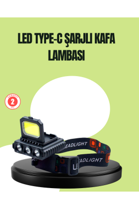 800 Lumen Çok Fonksiyonlu LED Kafa Lambası Type C Şarjlı