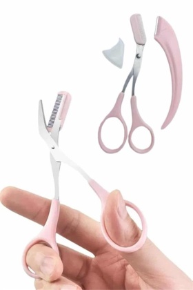 2li Kaş Bakım Seti Taraklı Kaş Makası Ve Kaş Usturası Kaş Şekillendirici