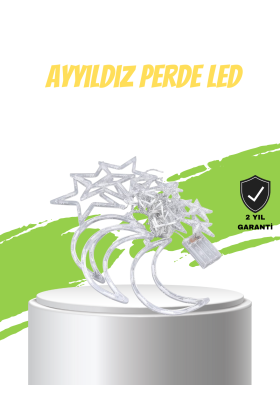 Prizli Perde LED Işık Yıldız ve Ay Figürlü Romantik Aydınlatma