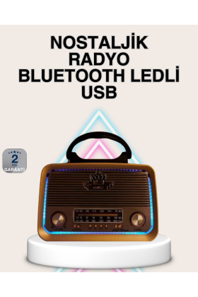 Ahşap Nostaljik Radyo Bluetooth USB SD Kart Destekli