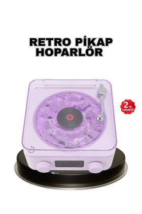 Projektör Işıklı Retro Hoparlör Bluetooth AUX USB Hafıza Kartlı 360° Sesli Şarjlı