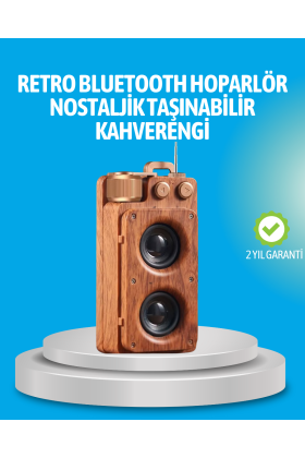 Retro Bluetooth Hoparlör Ahşap Görünümlü 5W Çift Stereo Ses
