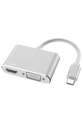 Ally Multiport Usb Type C To HDMİ+VGA HUB Çevirici Adaptör-(5775)