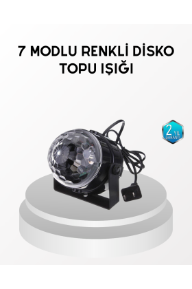 7 Renk Modlu Müzik Sensörlü Disko Topu – LED Işıklı Parti Aydınlatması