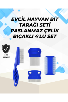 Uzun ve Kısa Tüylü Hayvanlara Özel Bit Tarağı ve Tüy Temizleme Seti