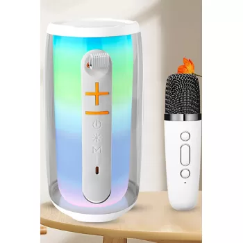 Newface Pluse 6 Mikrofonlu RGB Kablosuz Hoparlör - Beyaz