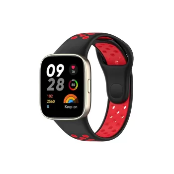 Newface Xiaomi Redmi Watch 3 Spor Delikli Kordon - Siyah-Kırmızı