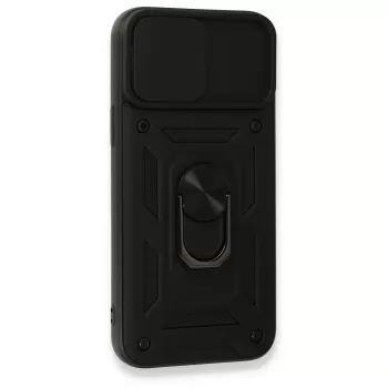 Newface iPhone 15 Pro Max Kılıf Pars Lens Yüzüklü Silikon - Siyah