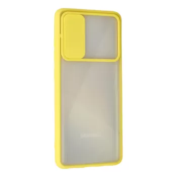 Newface Samsung Galaxy A71 Kılıf Palm Buzlu Kamera Sürgülü Silikon - Sarı