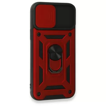 Newface iPhone 15 Pro Max Kılıf Pars Lens Yüzüklü Silikon - Kırmızı