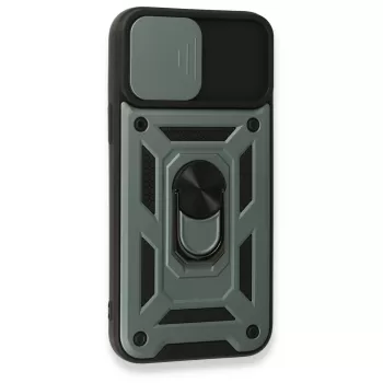 Newface iPhone 15 Pro Max Kılıf Pars Lens Yüzüklü Silikon - Yeşil