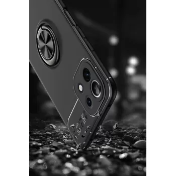 Newface Xiaomi Mİ 11 Lite Kılıf Range Yüzüklü Silikon - Siyah-Gold