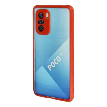 Newface Xiaomi Poco F3 Kılıf Miami Şeffaf Silikon - Kırmızı