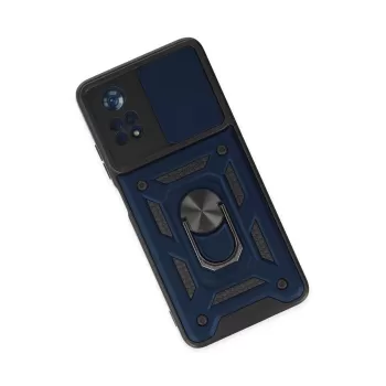 Newface Xiaomi Poco X4 Pro 5G Kılıf Pars Lens Yüzüklü Silikon - Lacivert