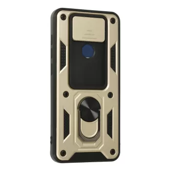 Newface Xiaomi Redmi Note 9 Kılıf Pars Lens Yüzüklü Silikon - Gold