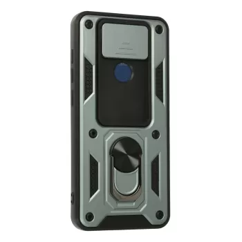 Newface Xiaomi Redmi Note 9 Kılıf Pars Lens Yüzüklü Silikon - Yeşil