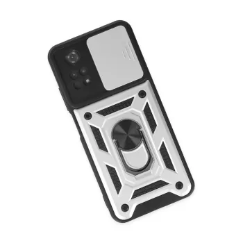 Newface Xiaomi Poco M4 Pro 4G Kılıf Pars Lens Yüzüklü Silikon - Gümüş