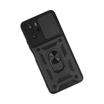 Newface Xiaomi Poco X3 GT Kılıf Pars Lens Yüzüklü Silikon - Siyah