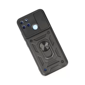 Newface Realme C25Y Kılıf Pars Lens Yüzüklü Silikon - Siyah