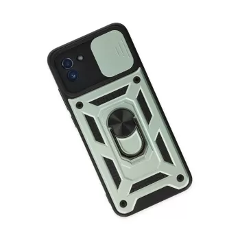 Newface Samsung Galaxy A03 Kılıf Pars Lens Yüzüklü Silikon - Yeşil