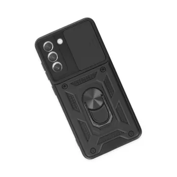 Newface Samsung Galaxy S21 FE Kılıf Pars Lens Yüzüklü Silikon - Siyah