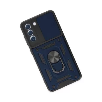 Newface Samsung Galaxy S21 FE Kılıf Pars Lens Yüzüklü Silikon - Lacivert